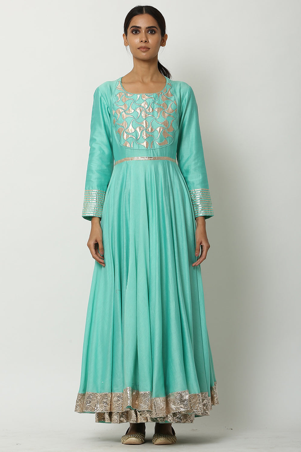 Kalidar Sea Green Kurta Set