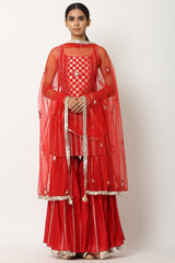 Chanderi Silk Red Sharara Set