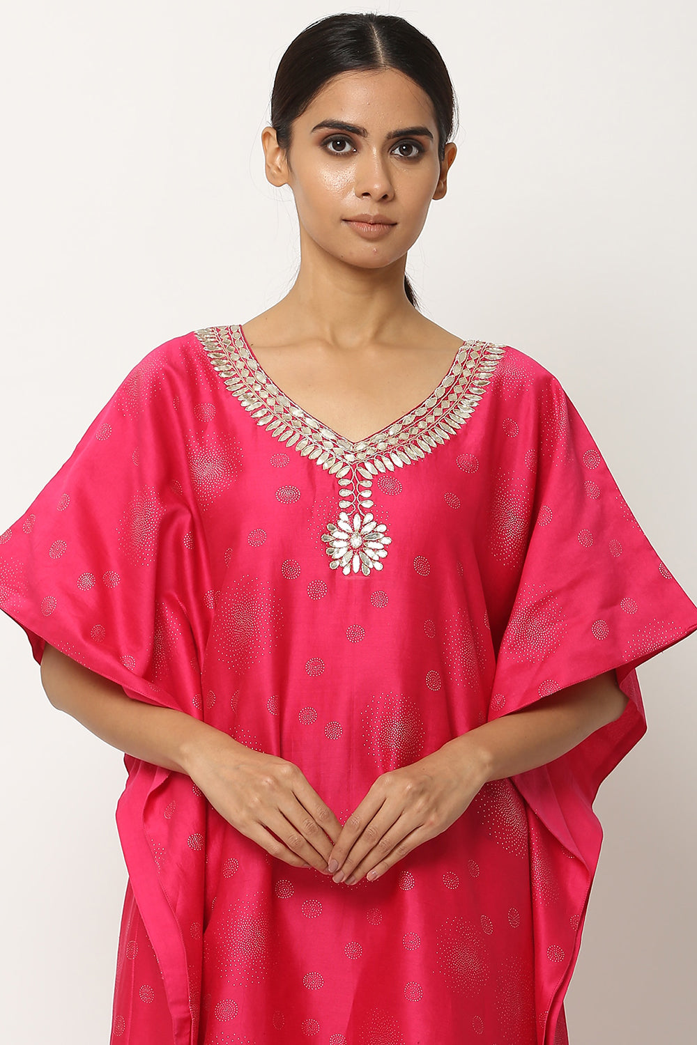 Gota Patti Hot Pink Kaftan Set