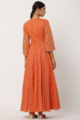 Angrakha Orange Kurta Set