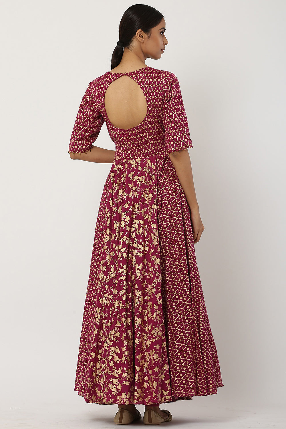 Overlapped Plum Kalidar Anarkali Set