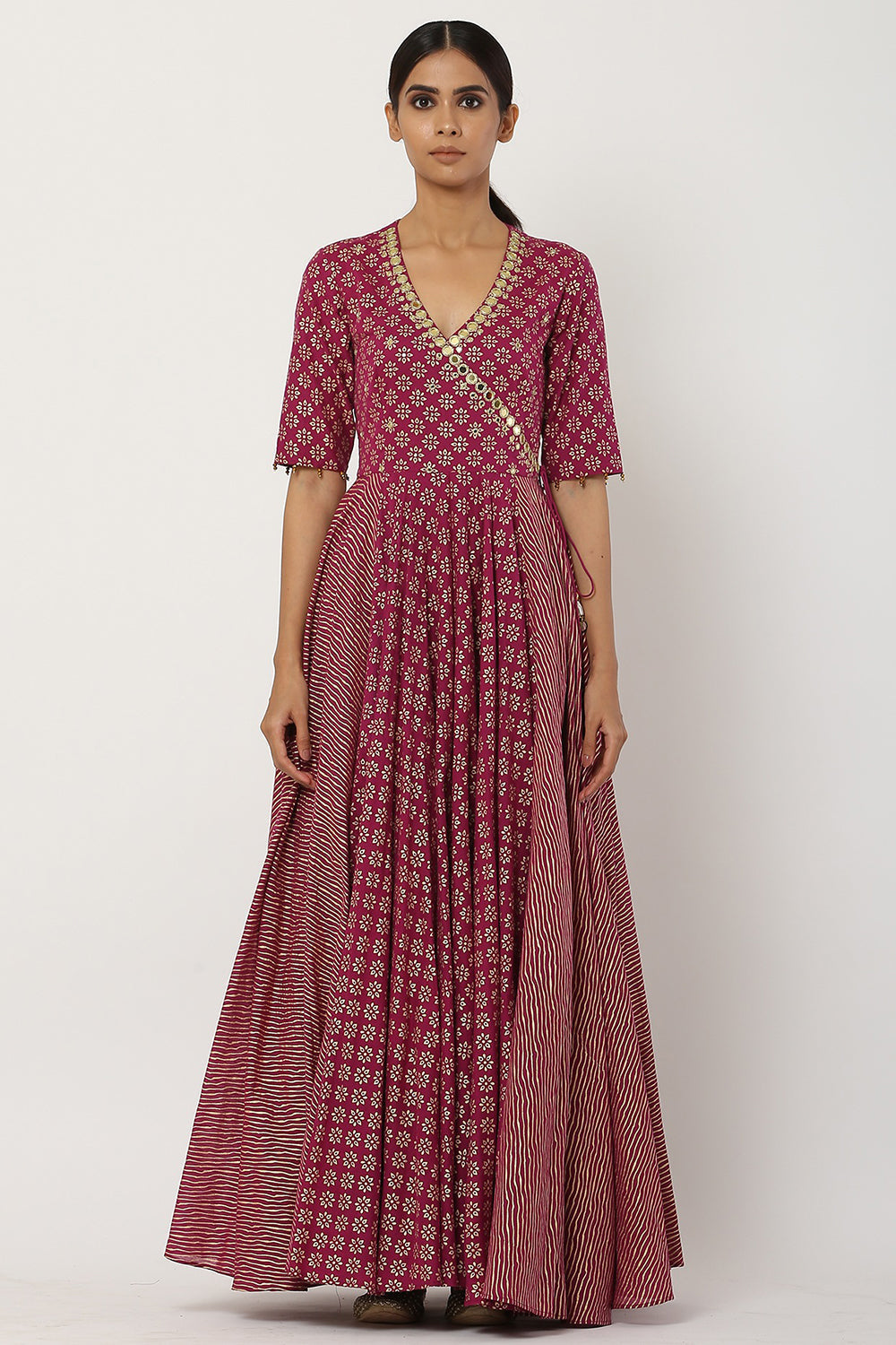 Overlapped Plum Kalidar Anarkali Set