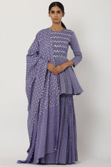 Cotton Mul Deep Lavender Sharara Set