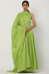 Kalidar Bright Green Anarkali Set