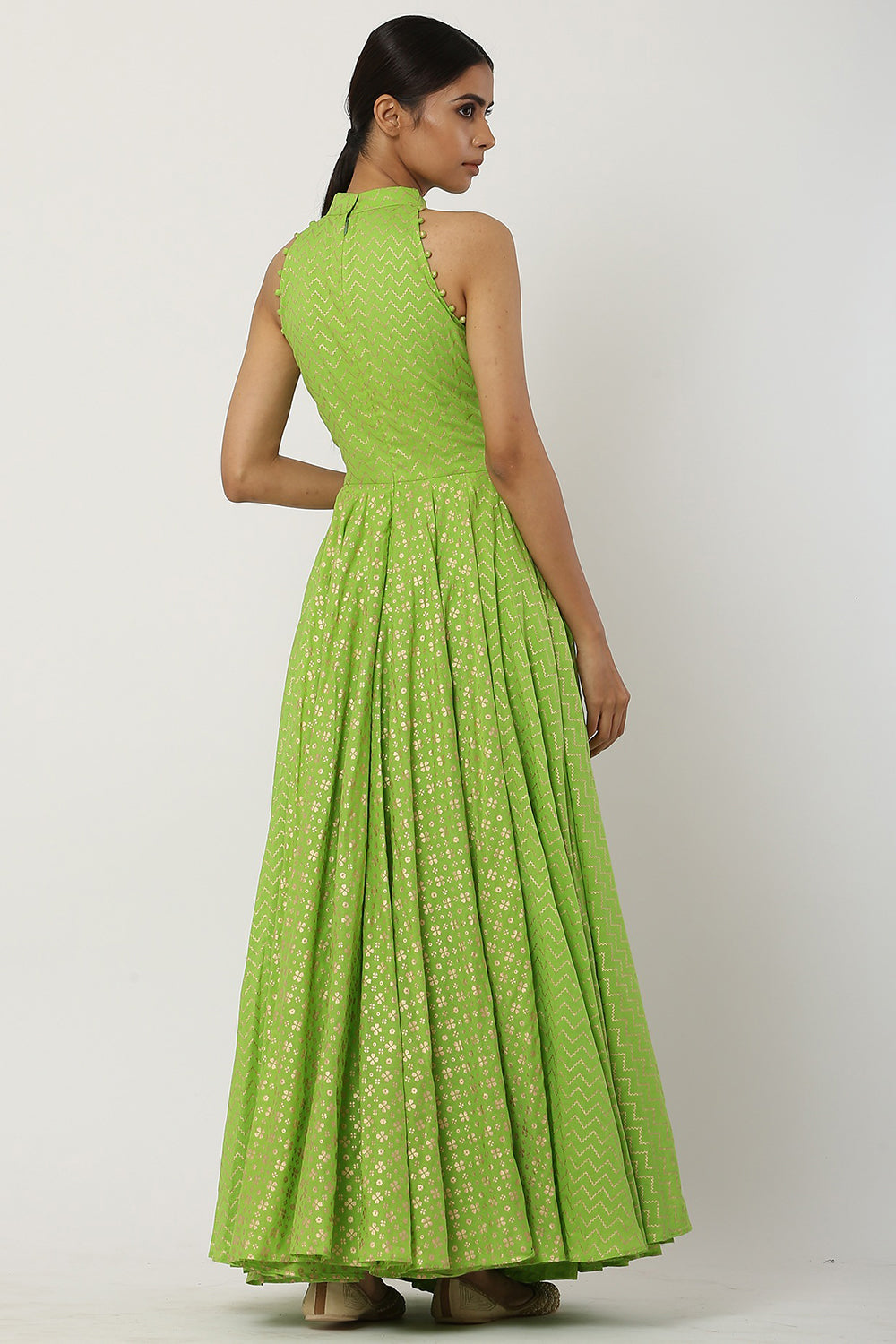 Kalidar Bright Green Anarkali Set