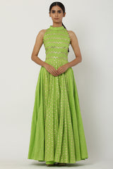 Kalidar Bright Green Anarkali Set