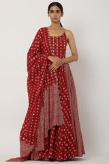 Kalidar Deep Red Anarkali Set