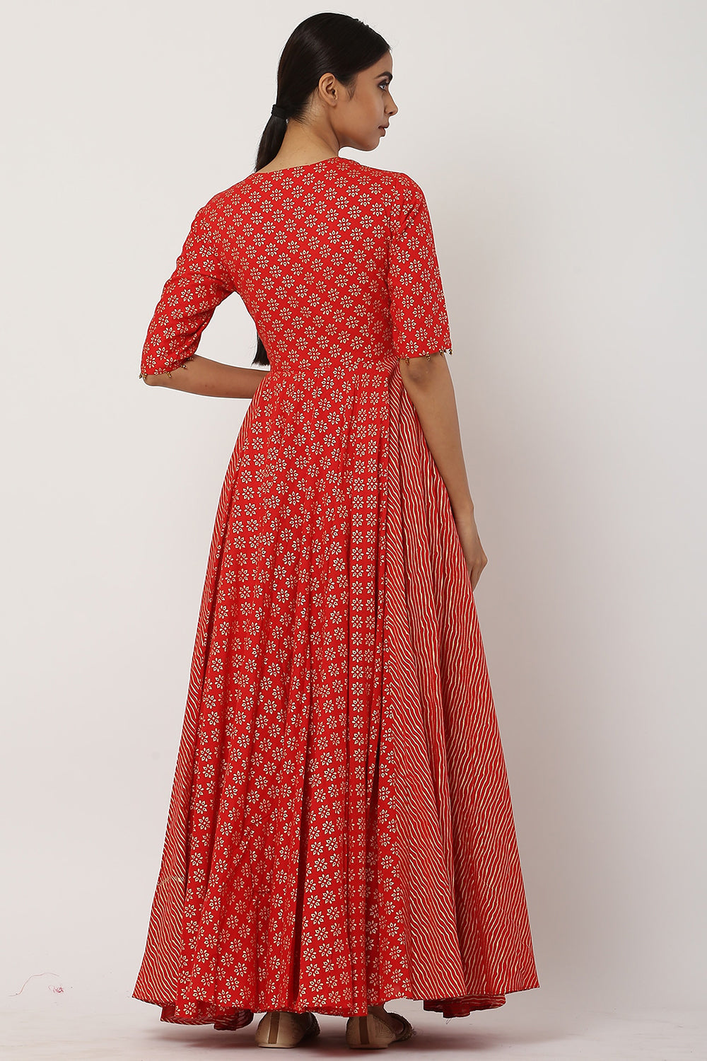 Overlapped Red Kalidar Anarkali Set