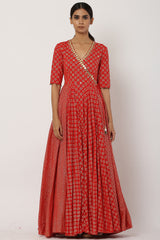 Overlapped Red Kalidar Anarkali Set