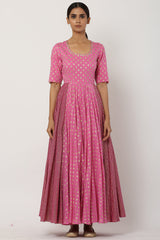 Kalidar Pink Anarkali Set