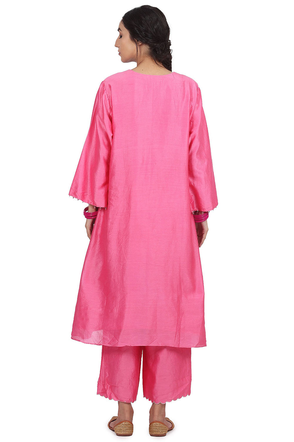 Chanderi Silk Pink Kurta Set