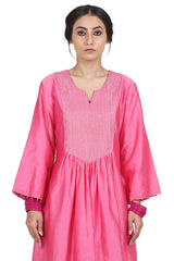 Chanderi Silk Pink Kurta Set