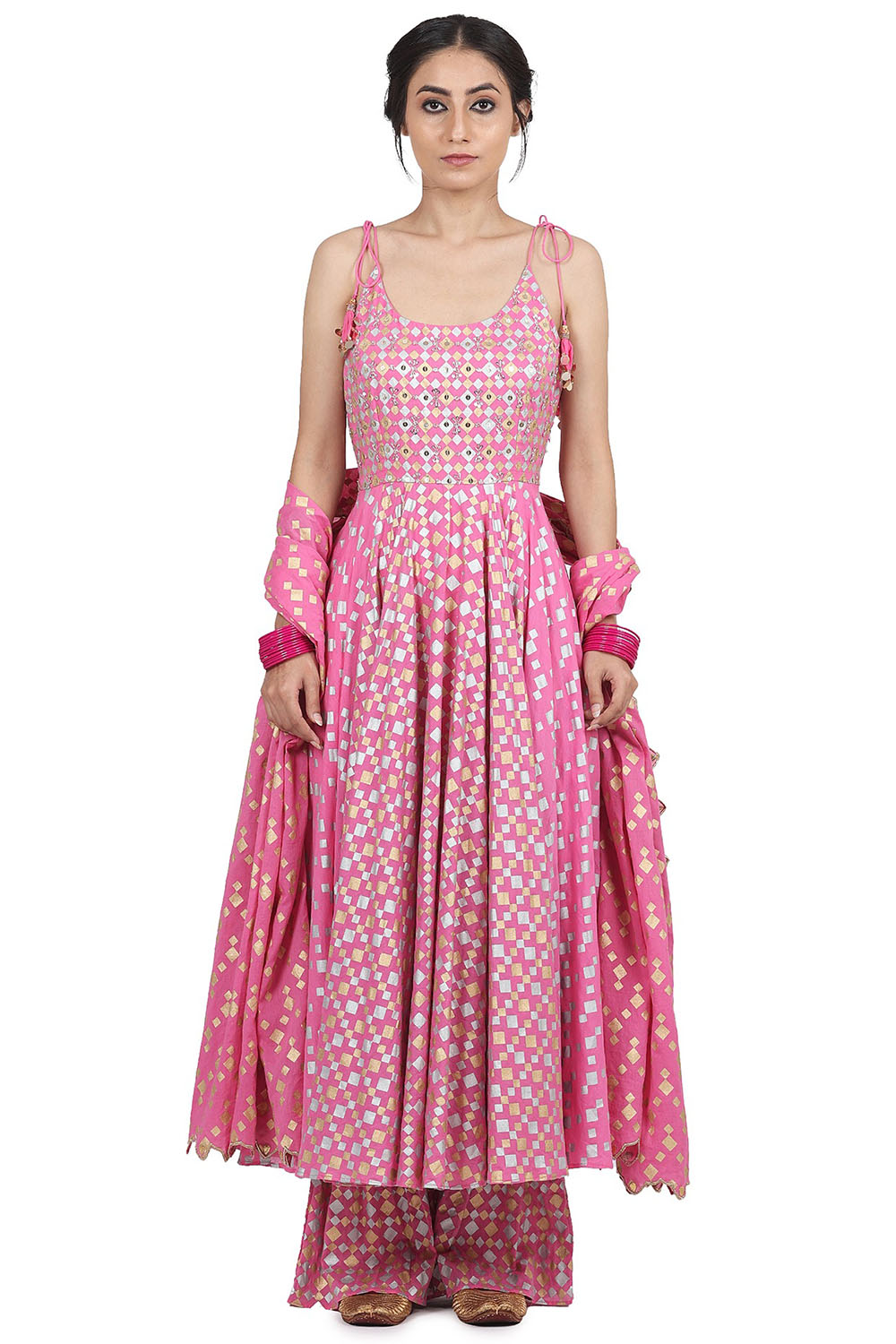 Embroidered Pink Anarkali Set