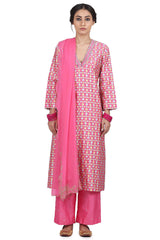 Embroidered & Printed Pink Kurta Set