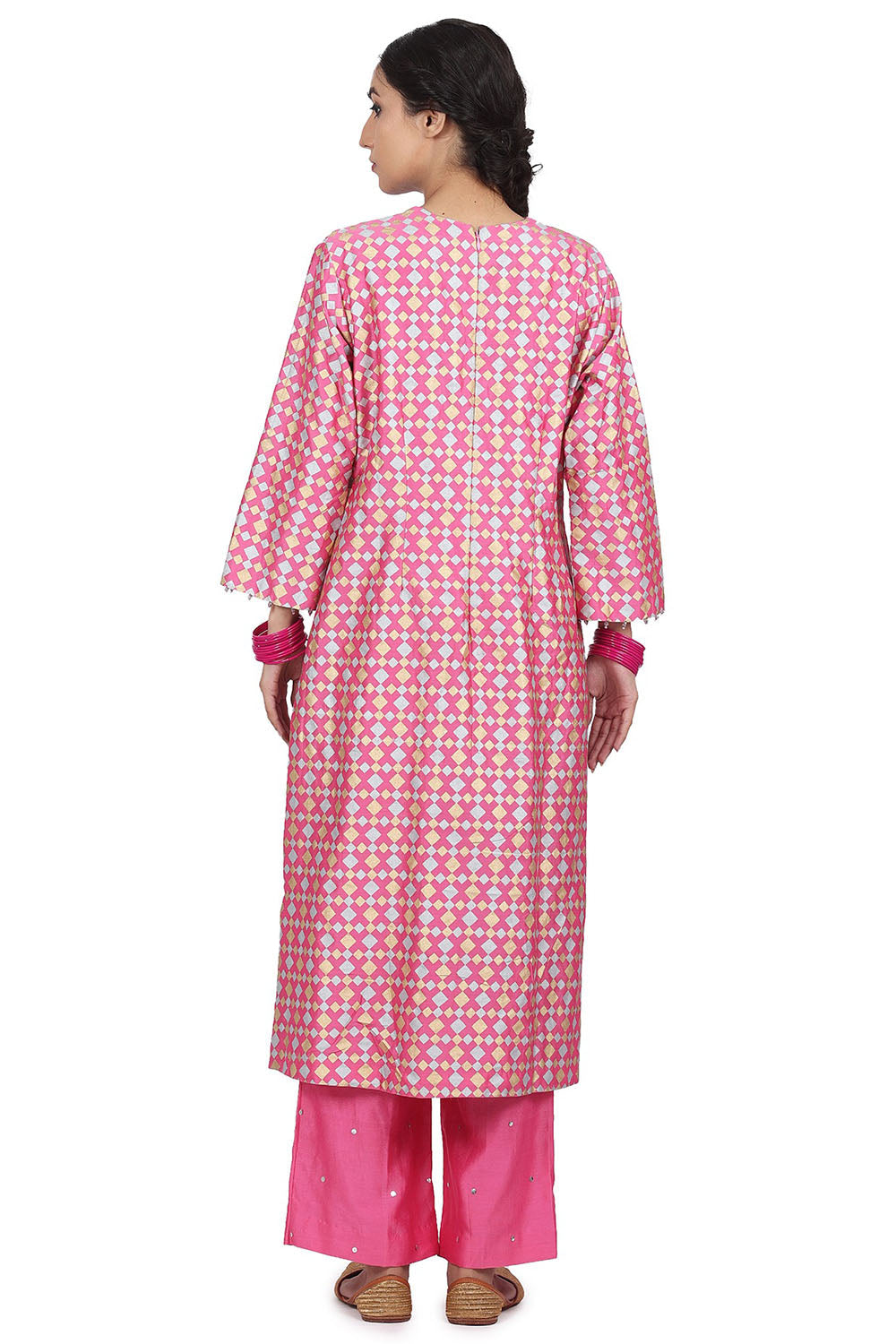 Embroidered & Printed Pink Kurta Set