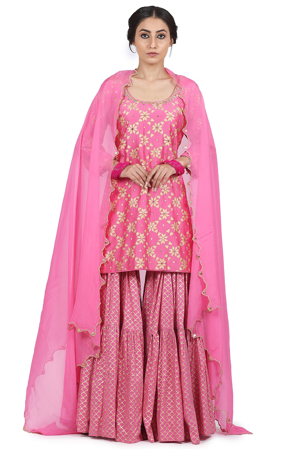 Printed Pink Sharara Set