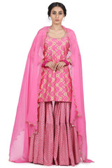 Printed Pink Sharara Set