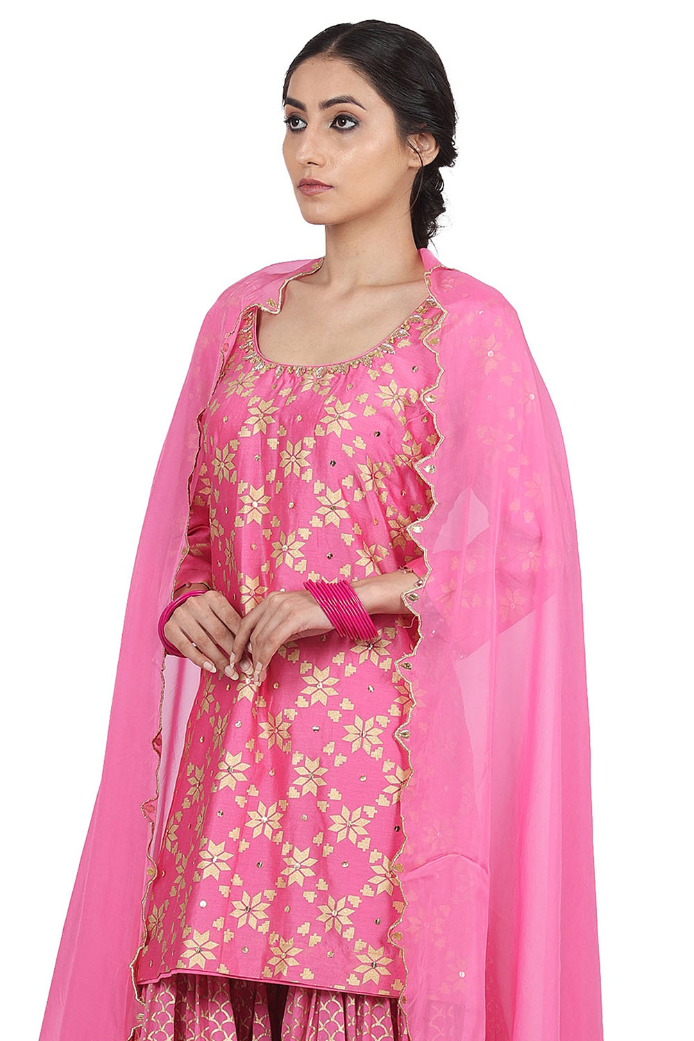 Printed Pink Sharara Set