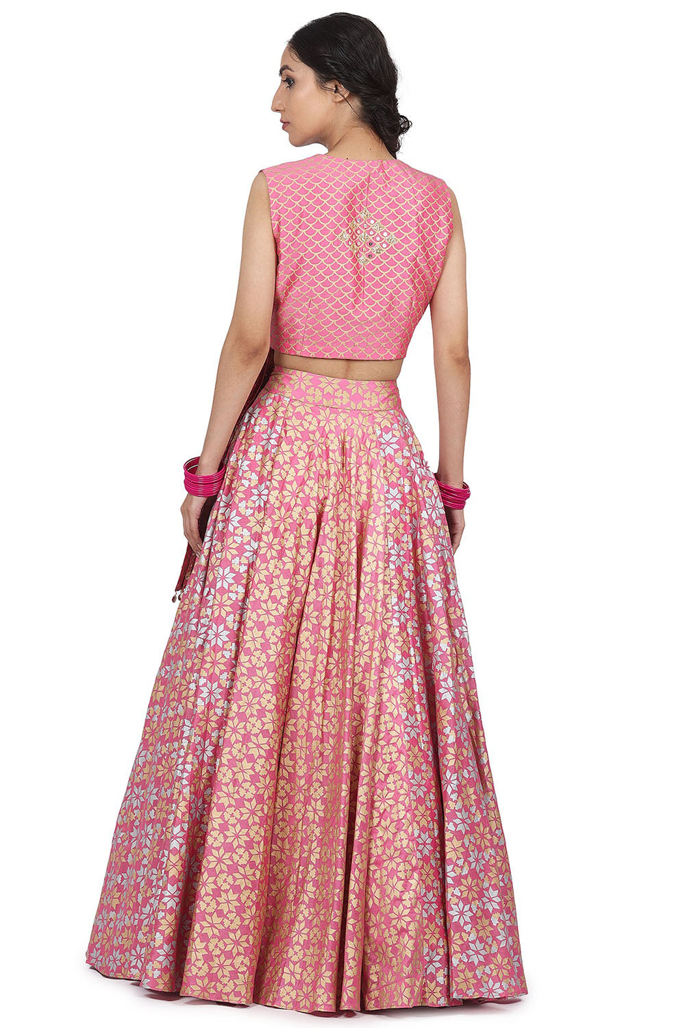 Embroidered & Printed Pink Lehenga Set