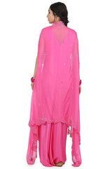 Satin Cape Pink Dress With