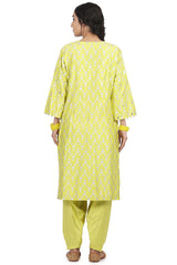 Hand Embroidered Electric Yellow Kurta Set