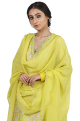 Printed Electric Yellow Kurta Set