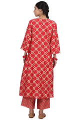 Printed Kurta Set In Strawberry