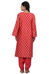 Printed Kurta Set In Strawberry Pink