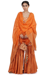 Printed Sharara Set In Orange