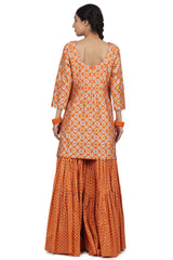 Printed Sharara Set In Orange