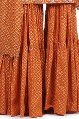 Printed Sharara Set In Orange