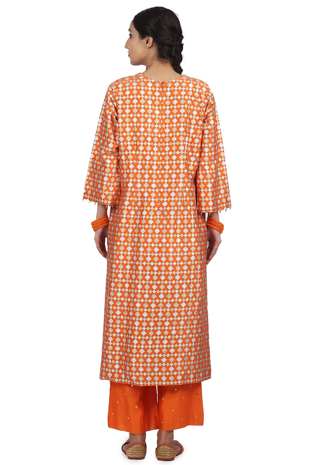 Printed Kurta Set In Orange