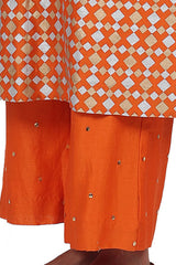 Printed Kurta Set In Orange