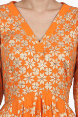 Embroidered Anarkali Set In Orange