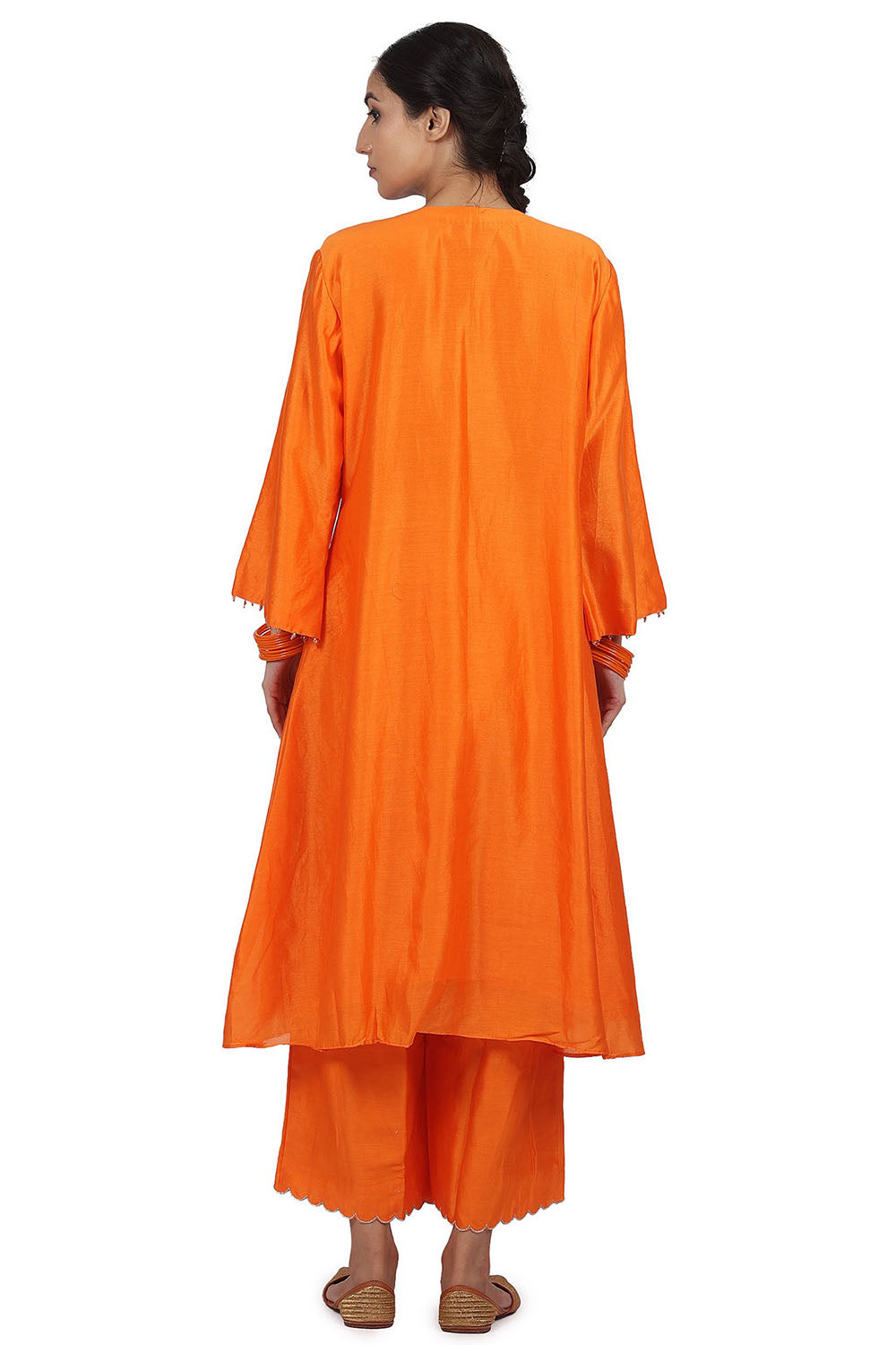 Kurta Set With Embroidery In Orange