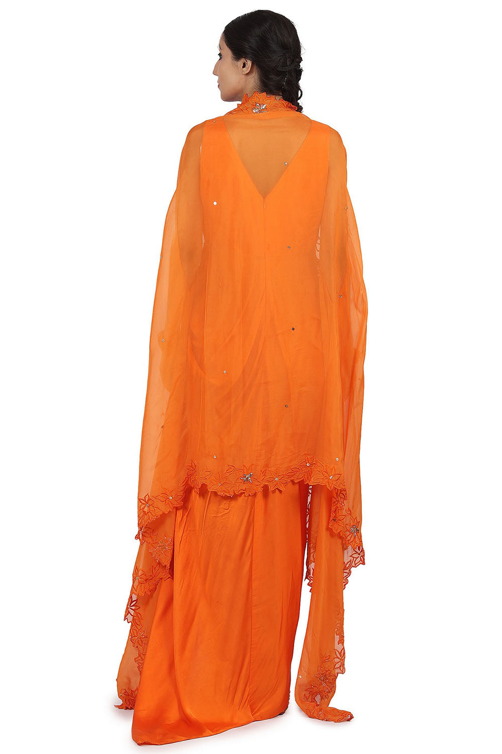 Organza Cape Set In Orange