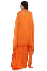 Organza Cape Set In Orange