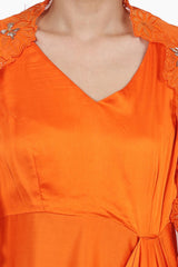 Organza Cape Set In Orange