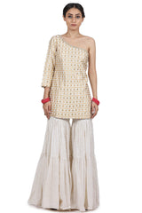 Tiered Sharara Set In Ivory