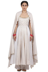 Embroidered Anarkali Set In Ivory