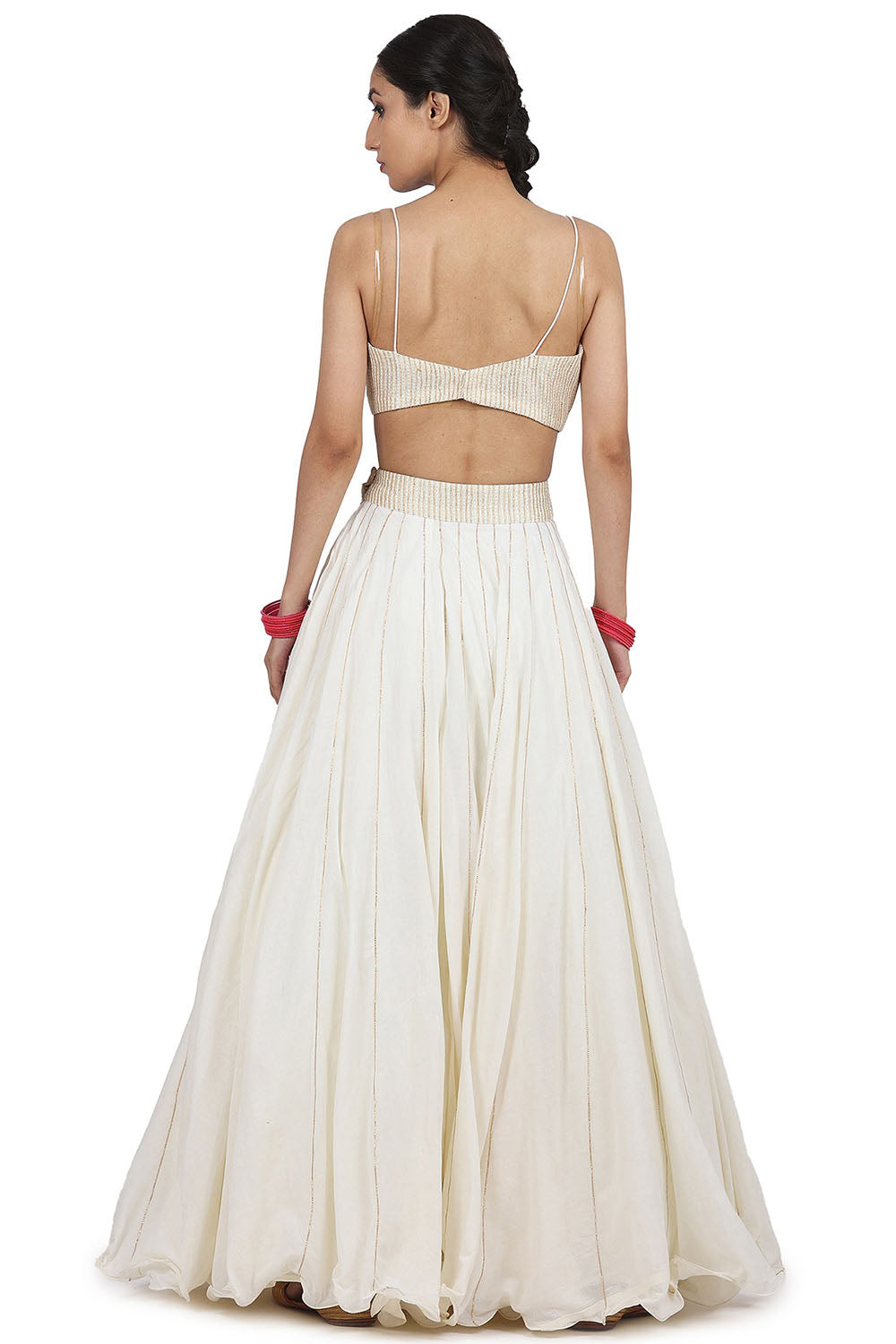 Cotton Mul Lehenga Set In Ivory