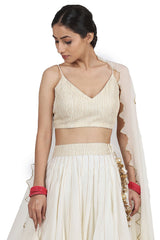 Cotton Mul Lehenga Set In Ivory