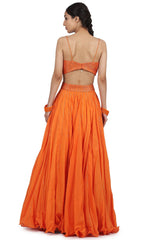 Cotton Mul Lehenga Set In Orange