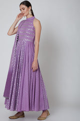 Embroidered Anarkali Set In Purple