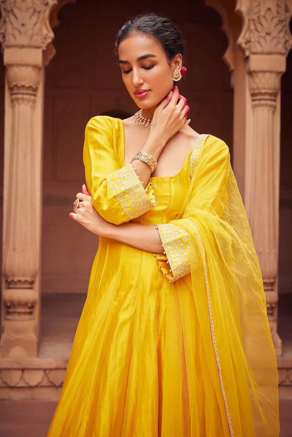 Yellow Esra Kalidar Set