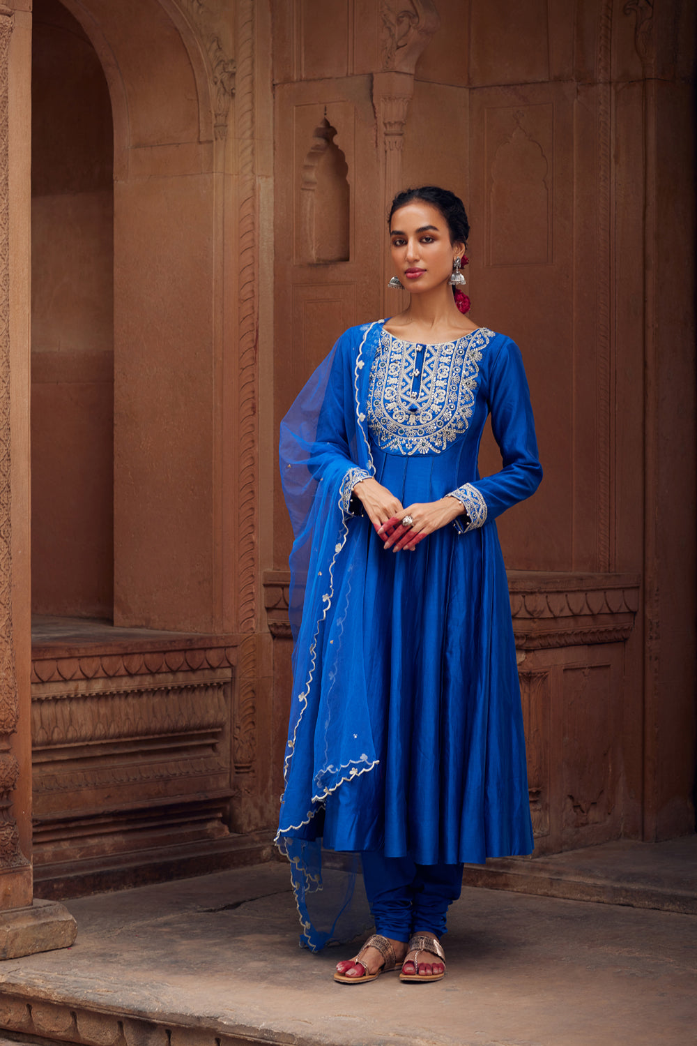 Electric Blue Misbah Kalidar Set