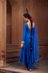 Electric Blue Misbah Kalidar Set