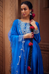 Electric Blue Misbah Kalidar Set