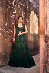 Green Jacket Lehenga Set