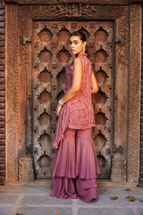 Rose Pink Choli, Jacket And Sharara Set